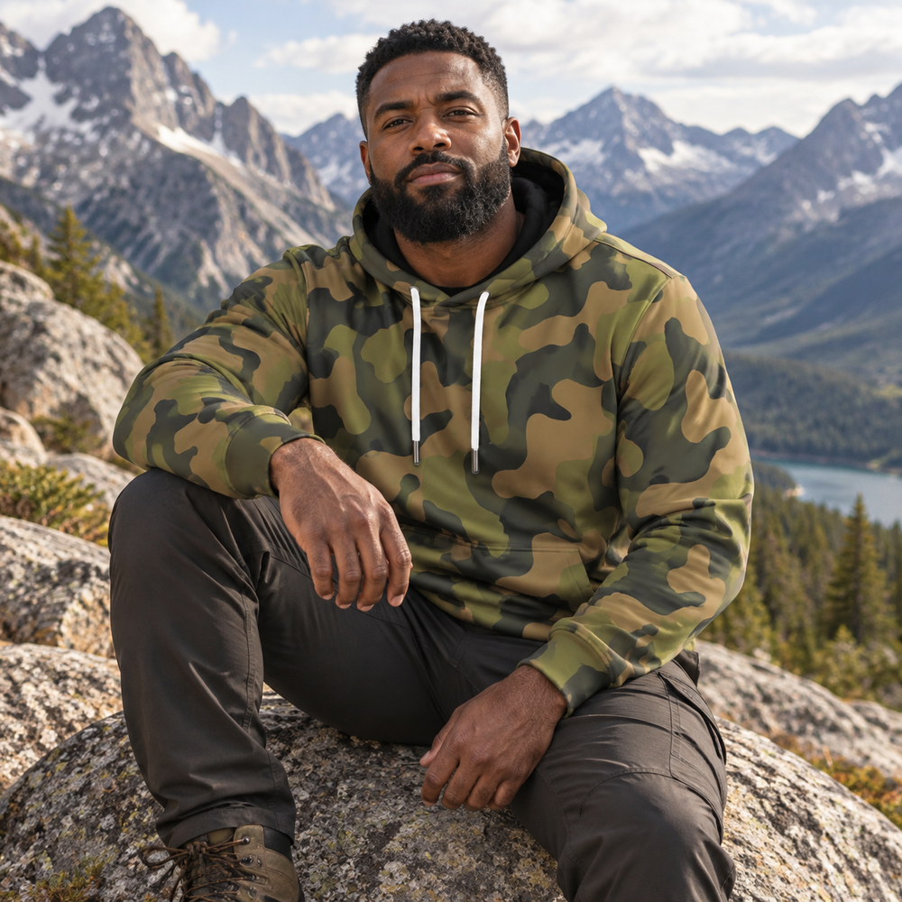 Norwegian M98 Woodland Camo Men's Thicken Pullover Hoodie