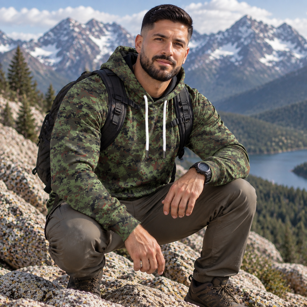 Estonian ESTDCU-M06 Woodland Camo Men's Thicken Pullover Hoodie