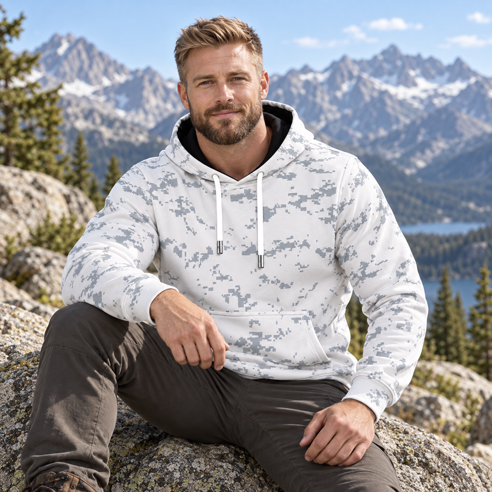 Estonian ESTDCU-M06 Snow Camo Men's Thicken Pullover Hoodie