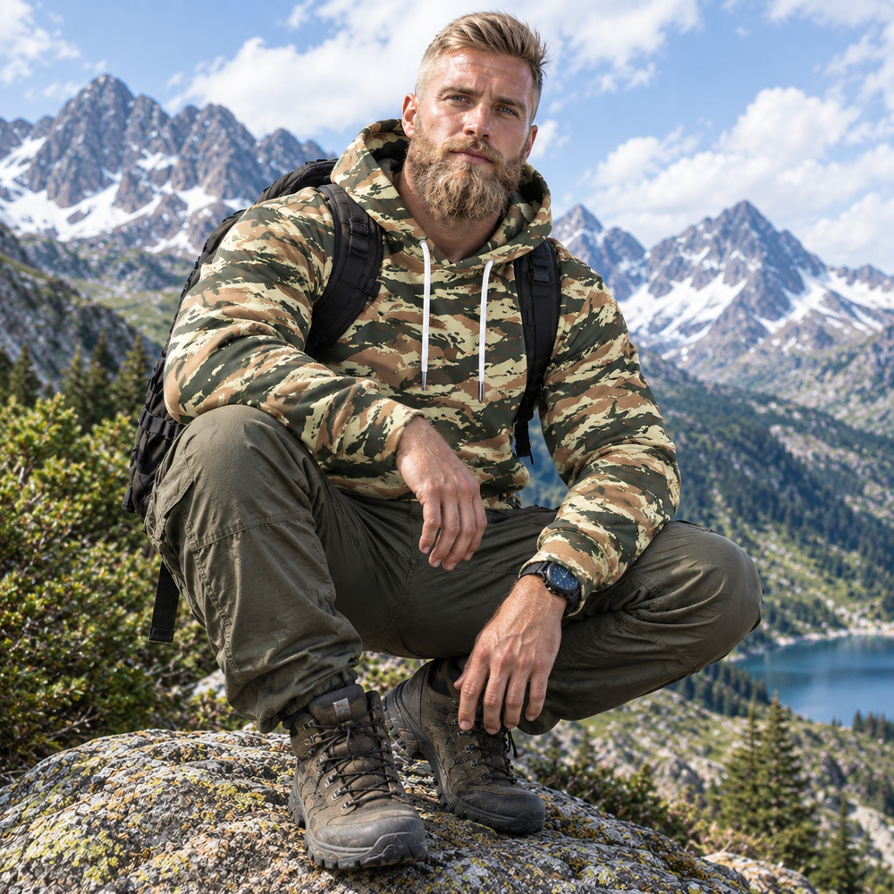Greek M24 Lizard Camo Men's Thicken Pullover Hoodie