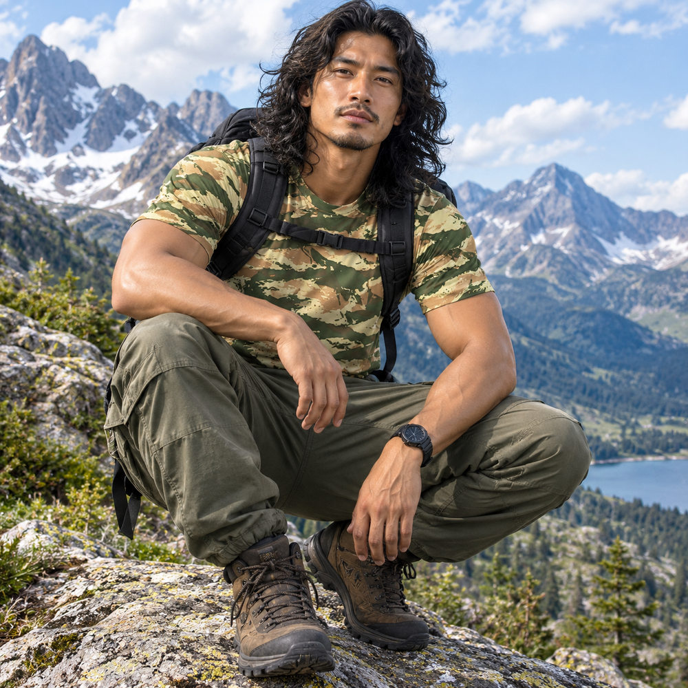 Greek M24 Lizard Camo Men's O-Neck T-Shirt | 190GSM Cotton
