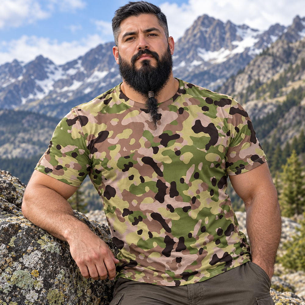 Portuguese M18 Padrão Multi-Terreno Camo Men's O-Neck T-Shirt | 190GSM Cotton