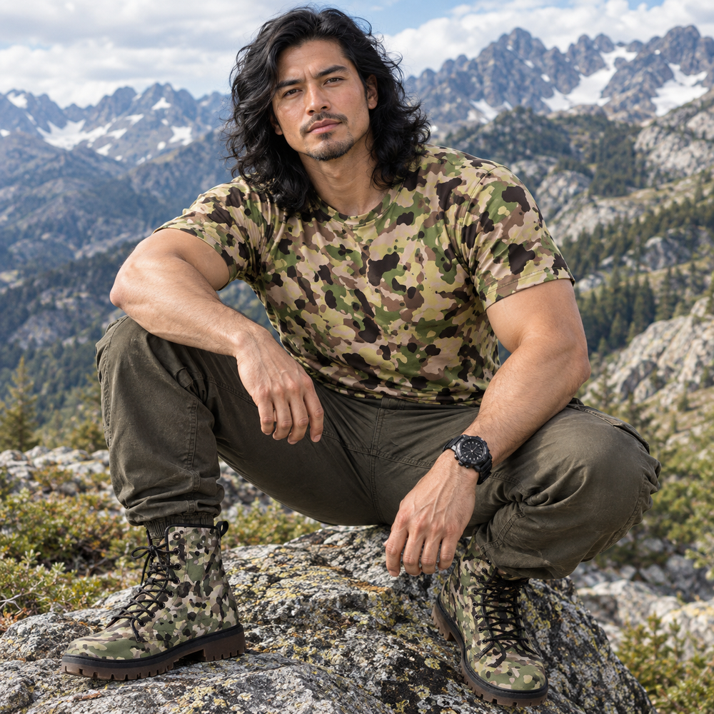 Portuguese M18 Padrão Multi-Terreno Camo Men's Martin Short Boots