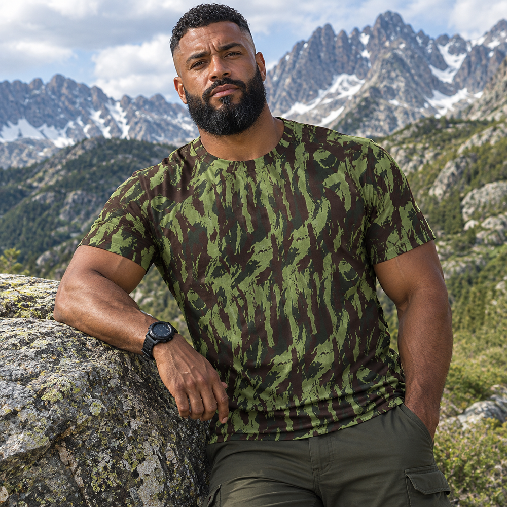 Portuguese M63 Vertical Lizard Camo Men's O-Neck T-Shirt | 190GSM Cotton