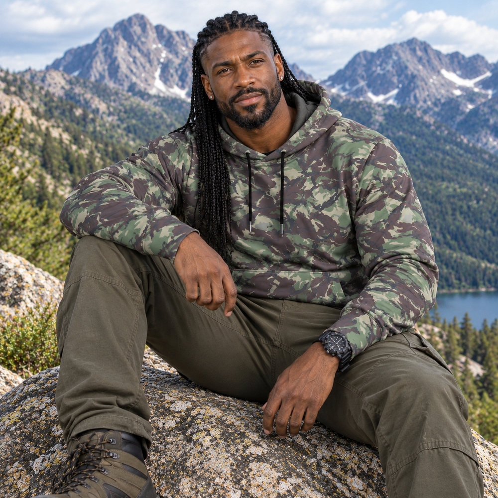 Portuguese Padrão Floresta Camo Men's Thicken Pullover Hoodie
