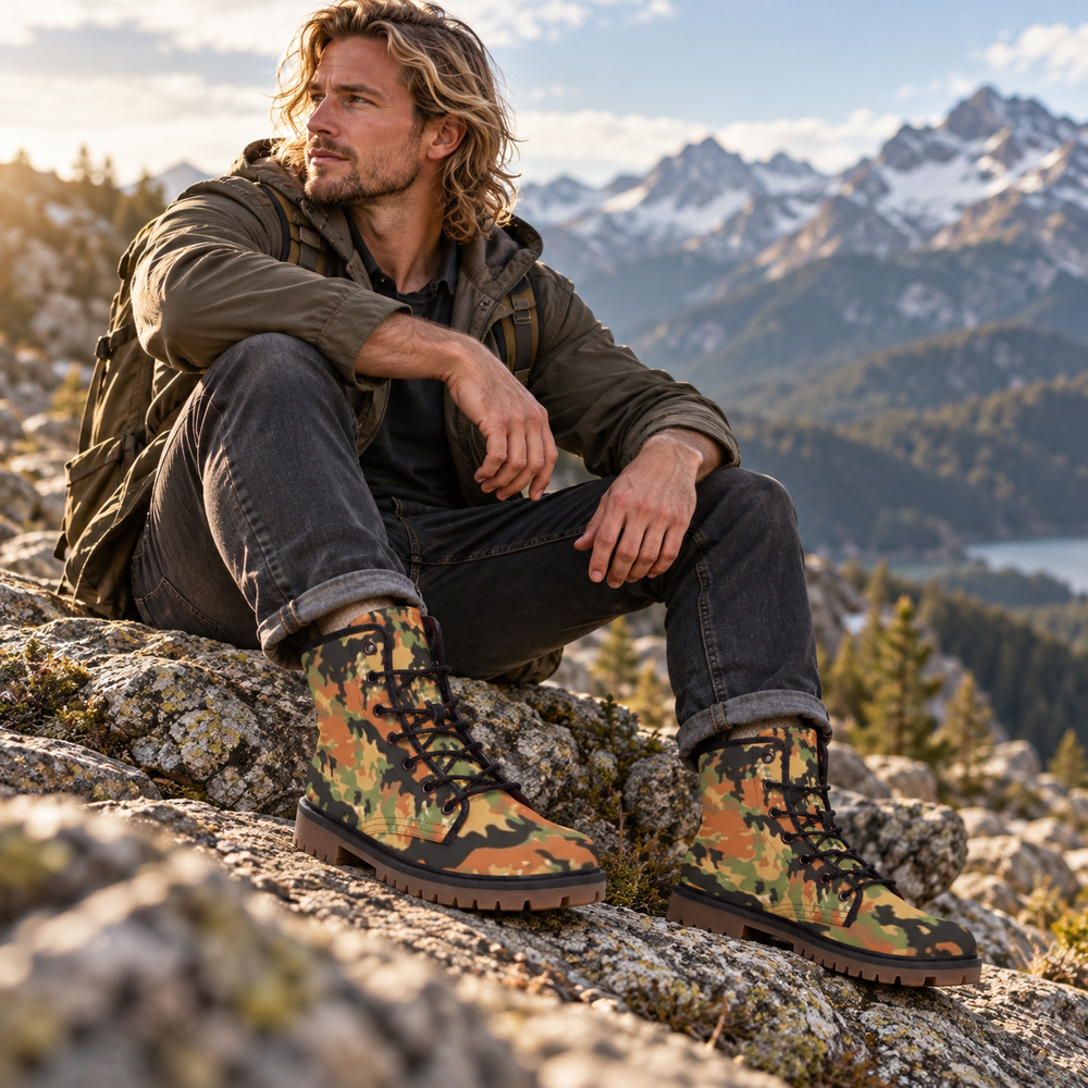 German Leibermuster Camo Men's Martin Short Boots