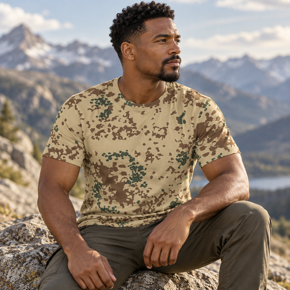 German Wüstentarn Camo Men's O-Neck T-Shirt | 190GSM Cotton