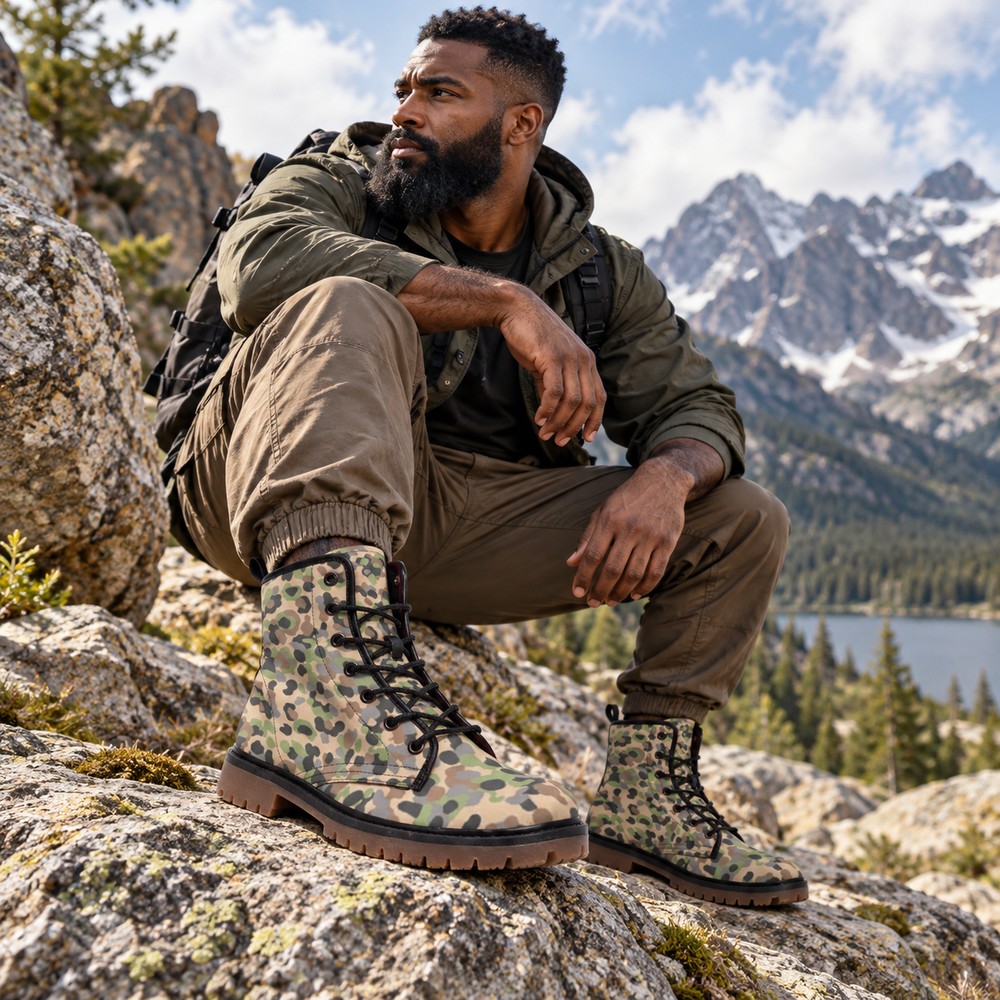 Austrian Pea Dot Camo Men's Martin Short Boots - Equippage.com