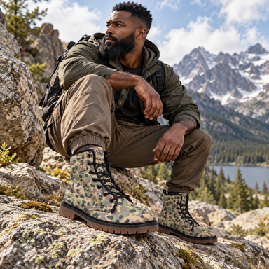 Austrian Pea Dot Camo Men's Martin Short Boots - Equippage.com