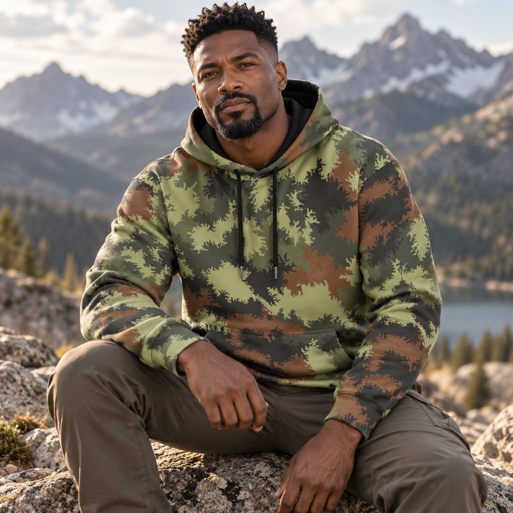 German Sägezahnmuster/Sawtooth Camo Men's Thicken Pullover Hoodie