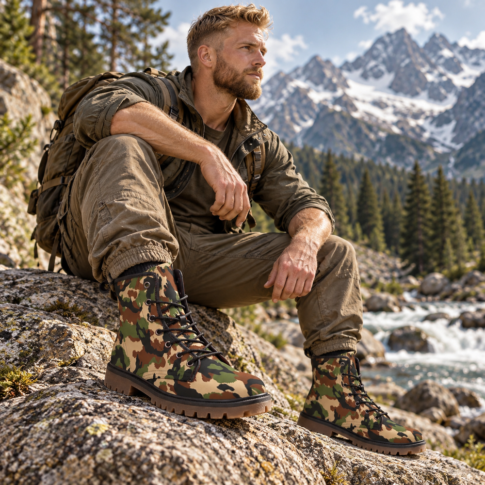 Swiss Taz 90 Woodland Camo Men's Martin Short Boots - Equippage.com