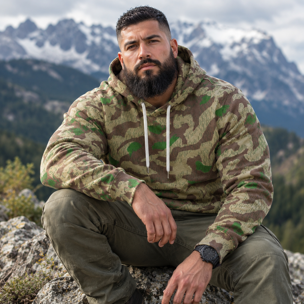 German Splittertarnmuster Camo Men's Thicken Pullover Hoodie