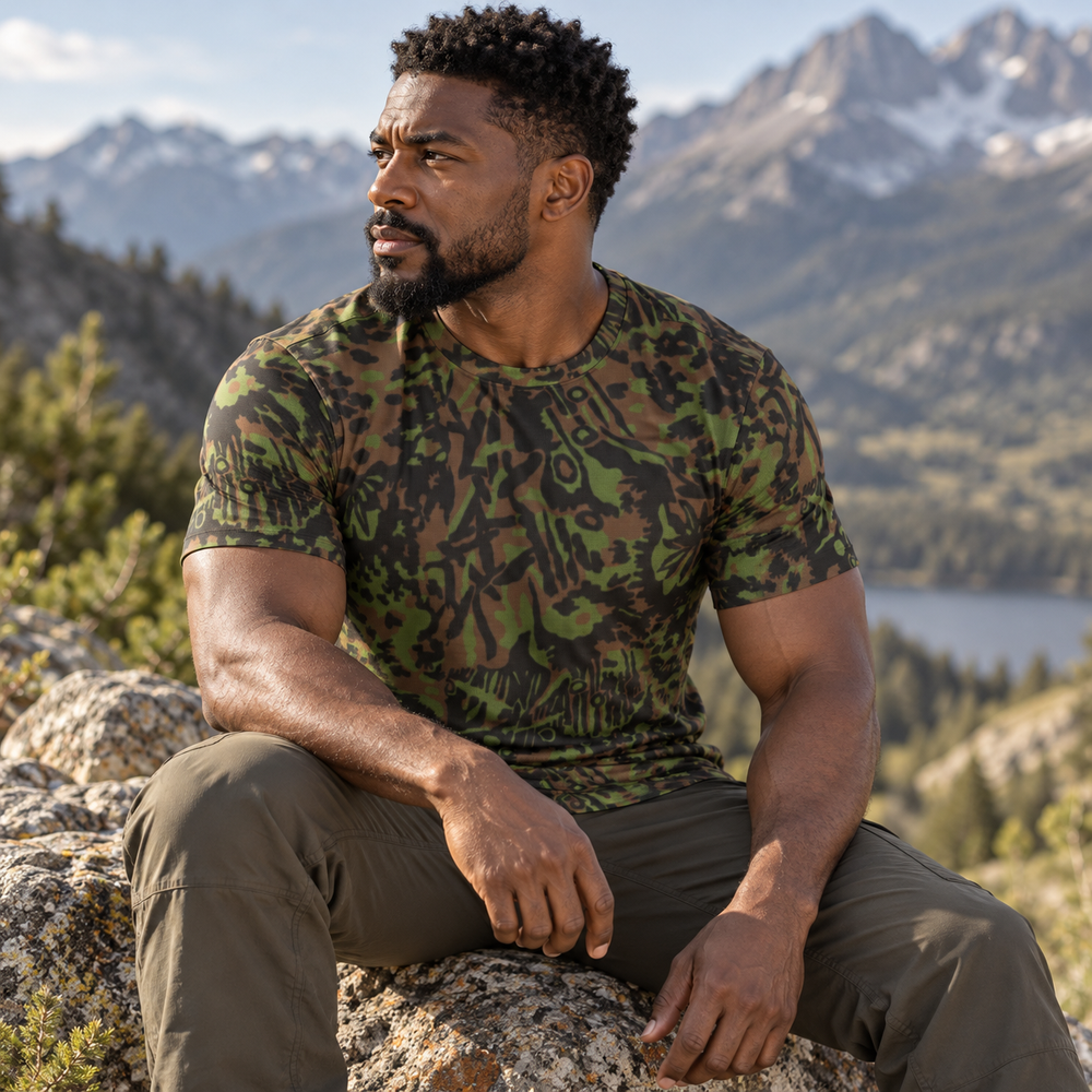 German Palmenmuster Camo Men's O-Neck T-Shirt | 190GSM Cotton