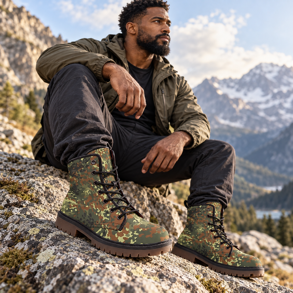 German Flecktarn Camo Men's Martin Short Boots