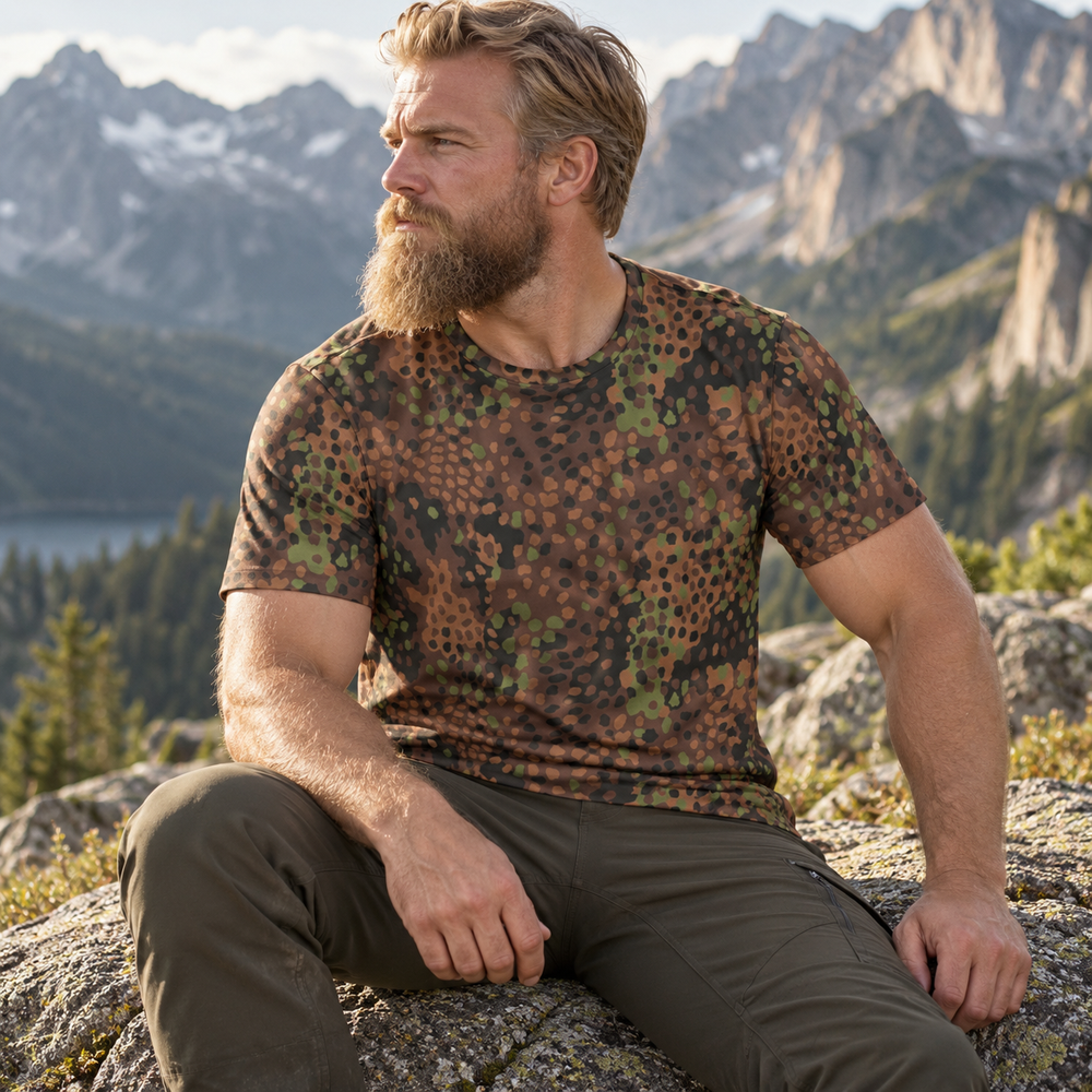 German Erbsenmuster Camo Men's O-Neck T-Shirt | 190GSM Cotton