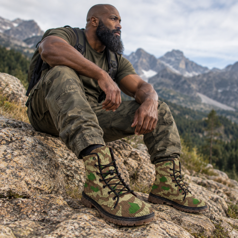 German Splittertarnmuster Camo Men's Martin Short Boots