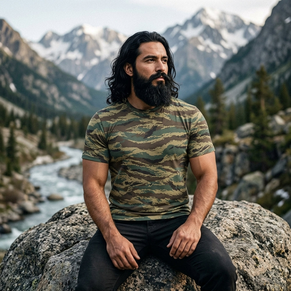 Russian Tiger Stripe Camo Men's O-Neck T-Shirt | 190GSM Cotton
