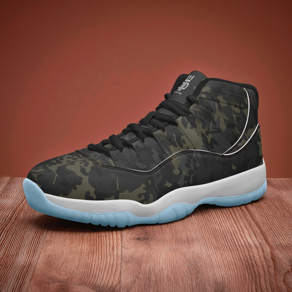 Equippage Black MultiCam Basketball Sneakers -Blue Sole
