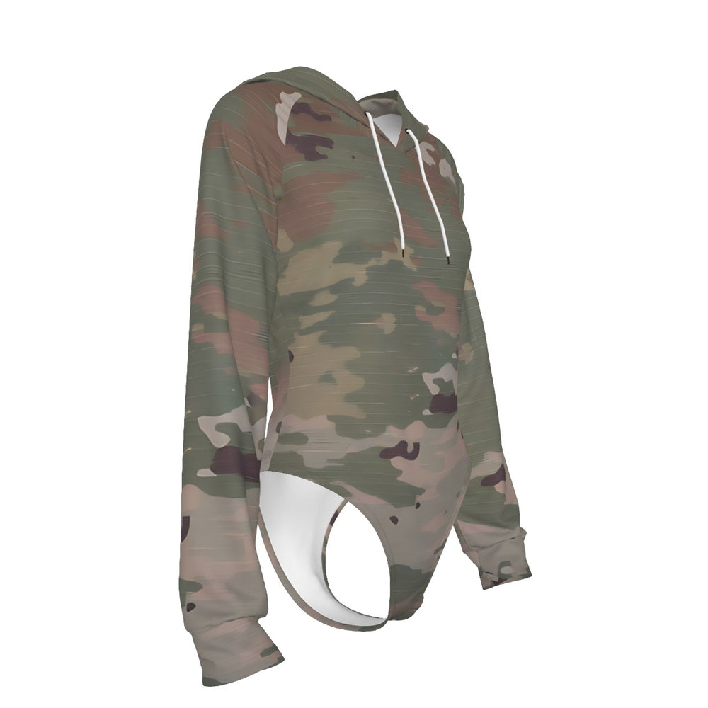 Scorpion Camouflage Women's Raglan Sleeve Hooded Bodysuit
