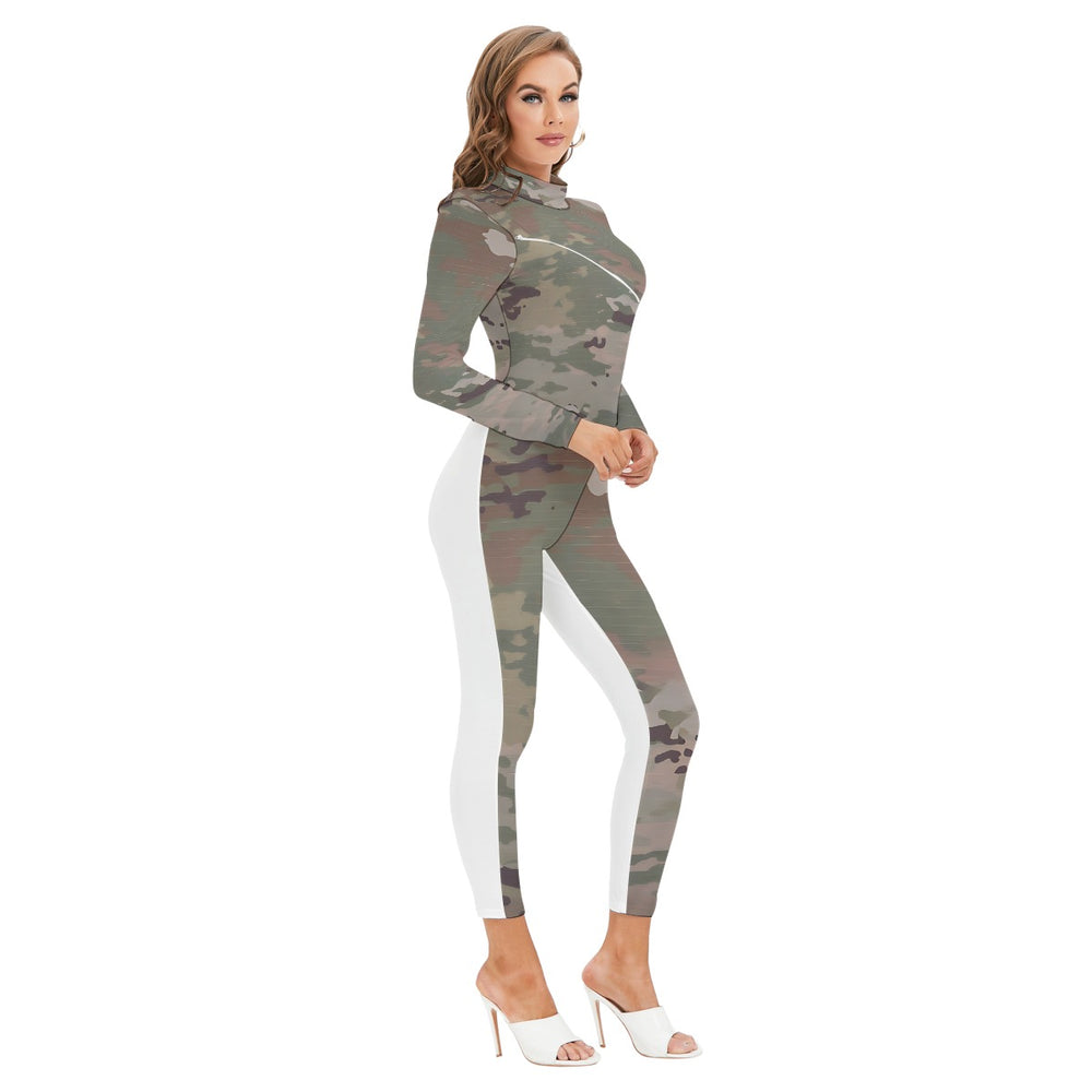 Scorpion Camouflage  Women's Long-sleeved Jumpsuit With Zipper