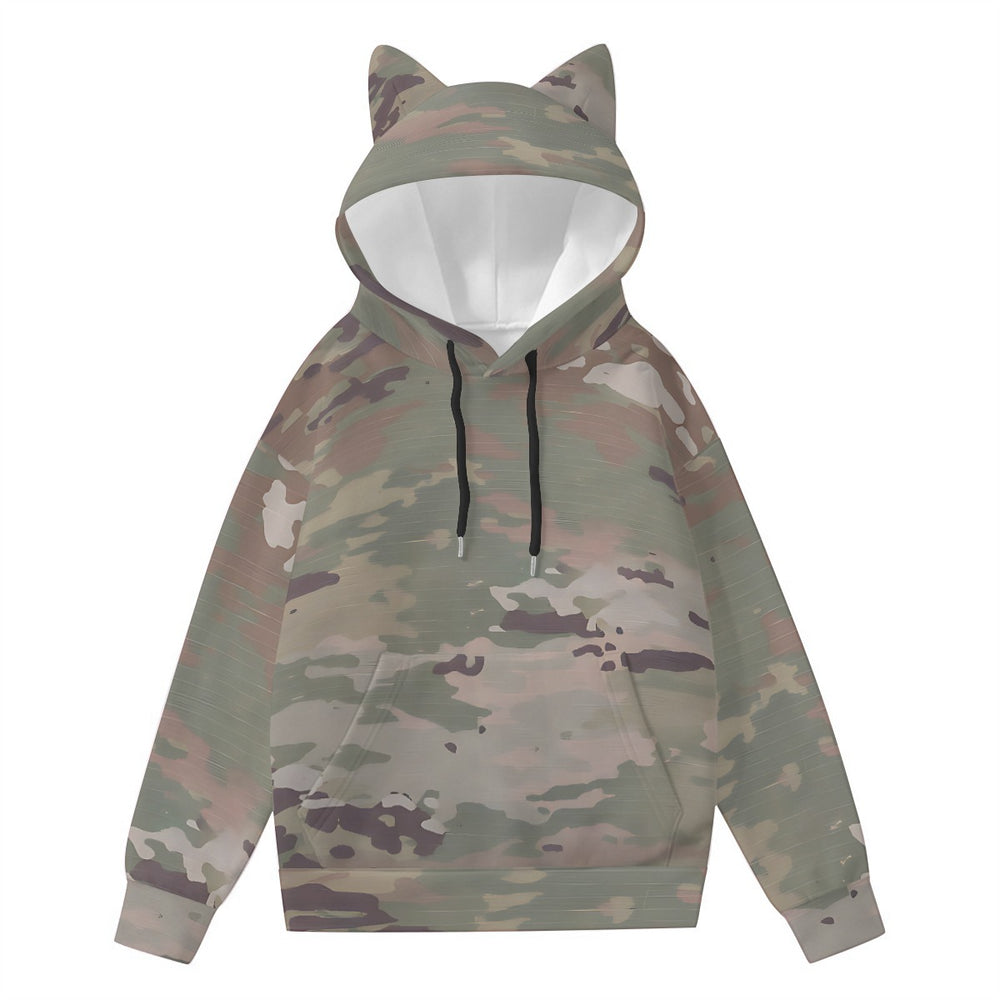 All-Over Print Women’s Hoodie With Decorative Ears