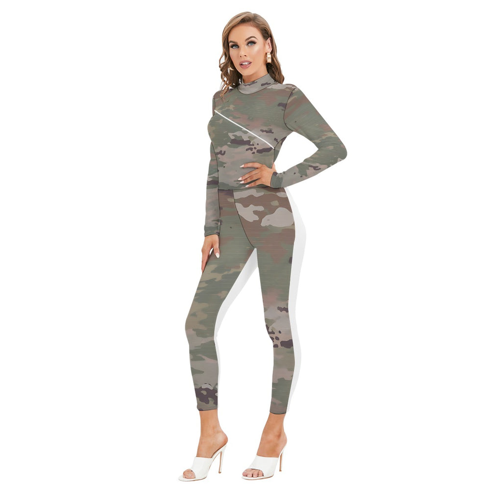 Scorpion Camouflage  Women's Long-sleeved Jumpsuit With Zipper
