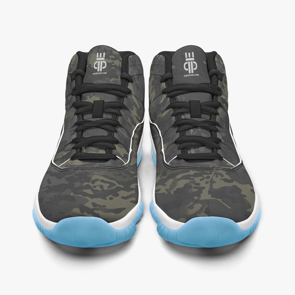 Equippage Black MultiCam Basketball Sneakers -Blue Sole