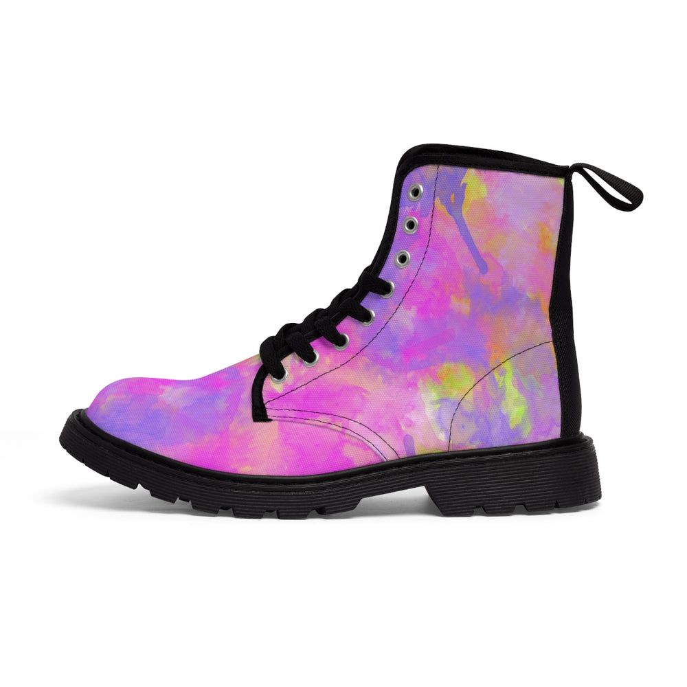 Neon Water Color Women's Canvas Boots