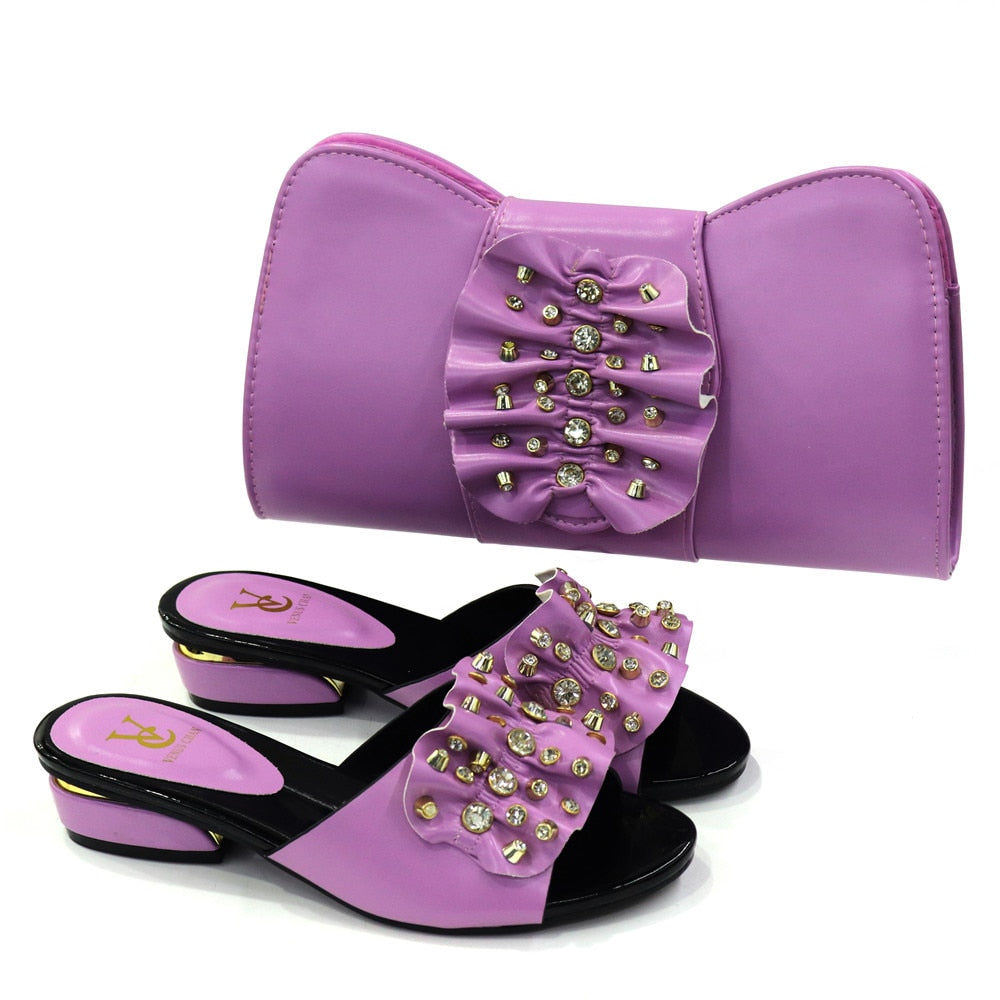 Casual Ladies Slippers and Leather Bags Set
