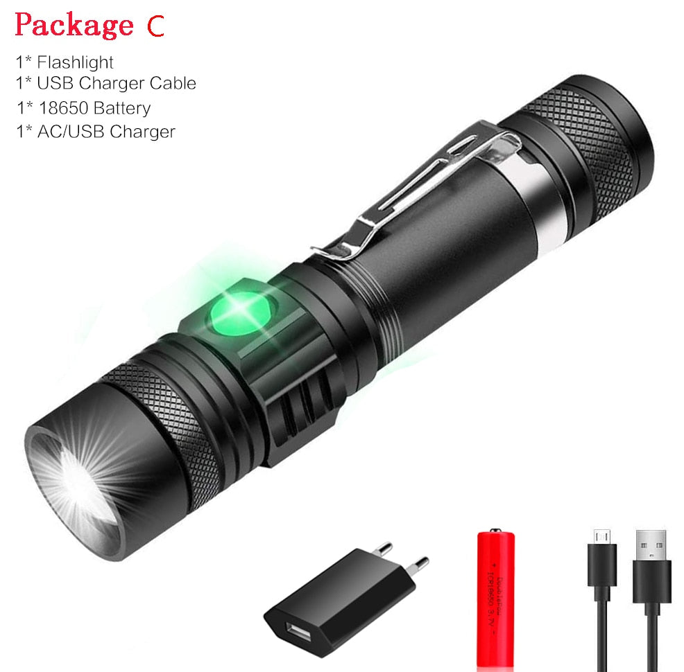 Pocketman LED USB Rechargeable Flashlight