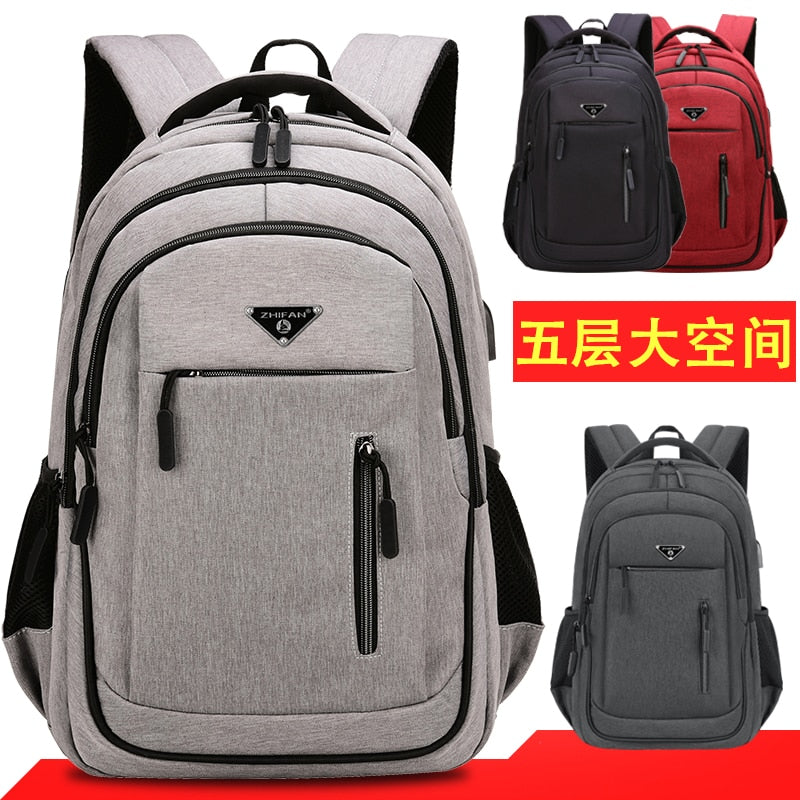 Large Capacity Backpack Men Laptop Backpacks 15.6 Oxford Black Solid High School Bags Teen College Boy Gril Student Backpack8523