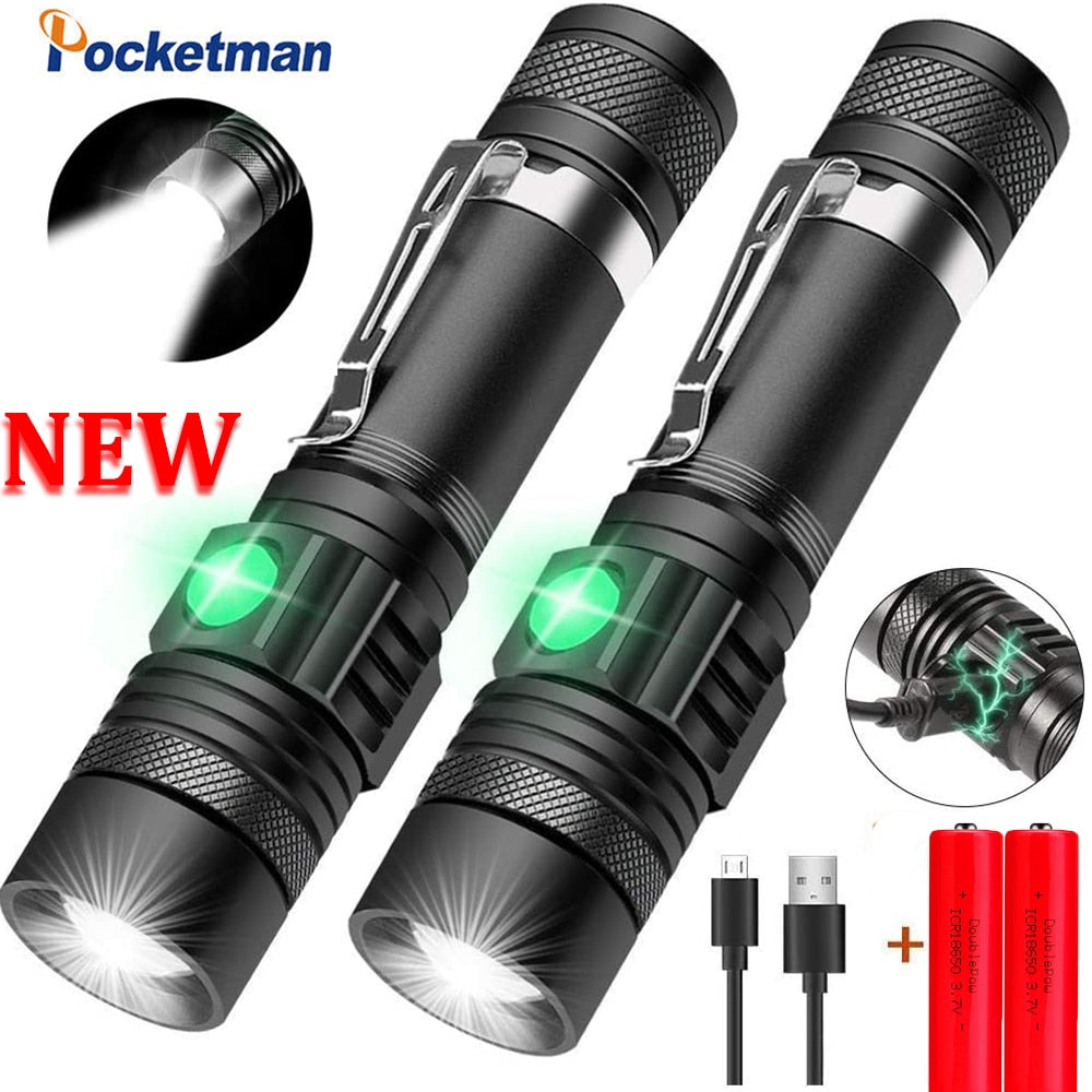 Pocketman LED USB Rechargeable Flashlight