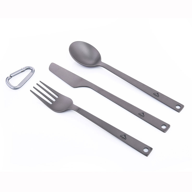 Widesea Titanium Spoon Fork Knife Set Ultralight Camping Utensils