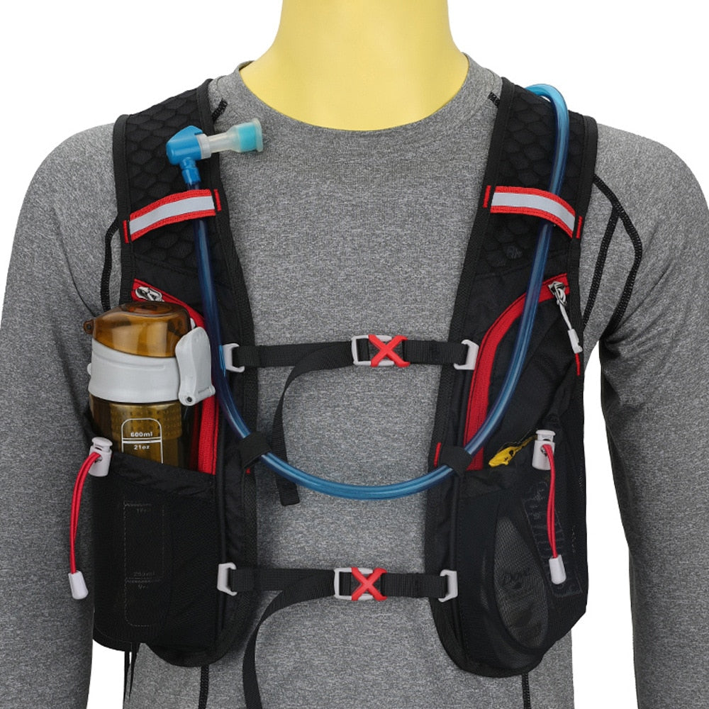 Ultra Lightweight Trail Running Backpack Outdoor Sport Cycling Hydration Vest Pack Rucksack Bag 1.5L Water Bag Bladder