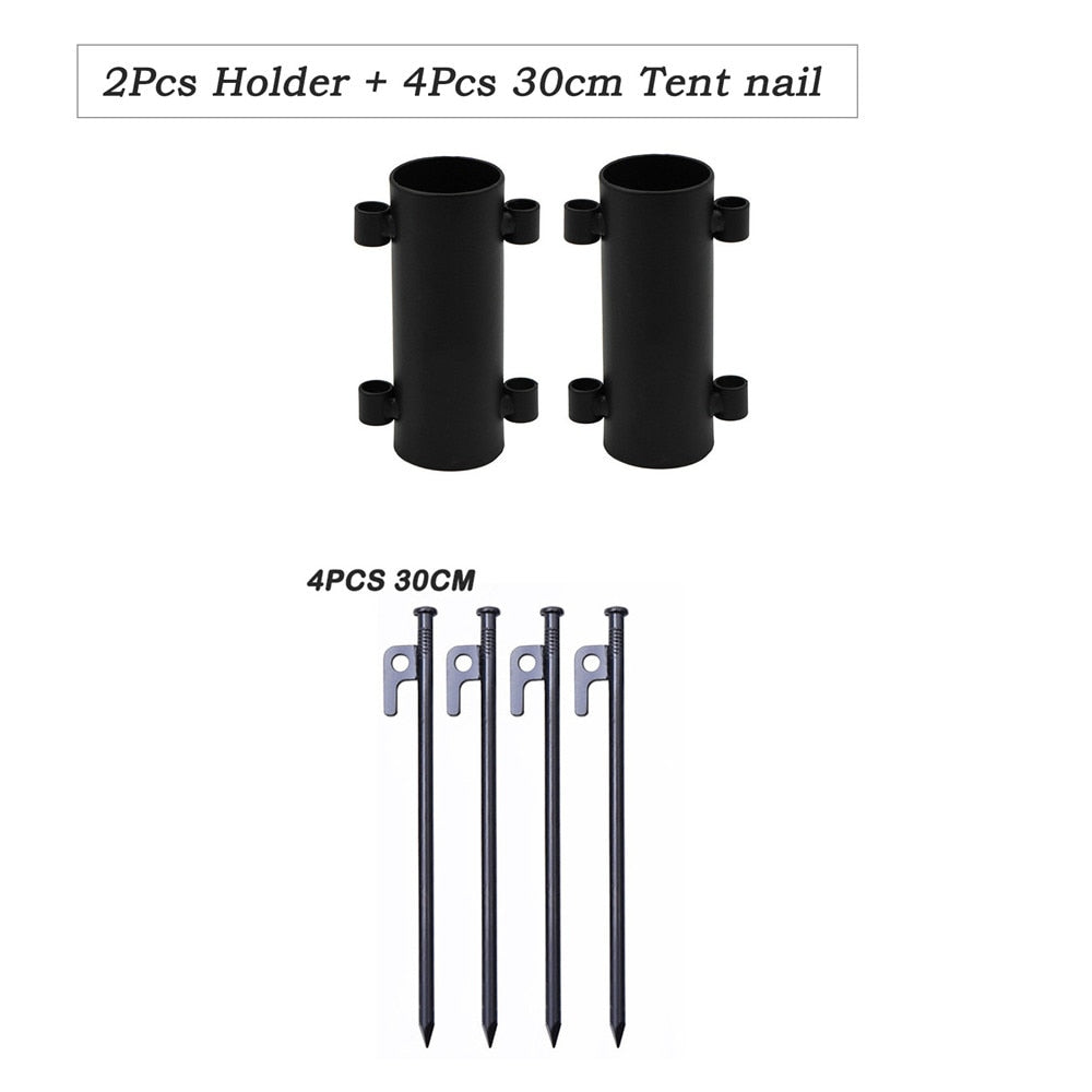 Awning Rod Holder Outdoor Camping Canopy Rod Iron Holder Fixed Tube Reinforced Windproof Tent Awning Pole Accessories