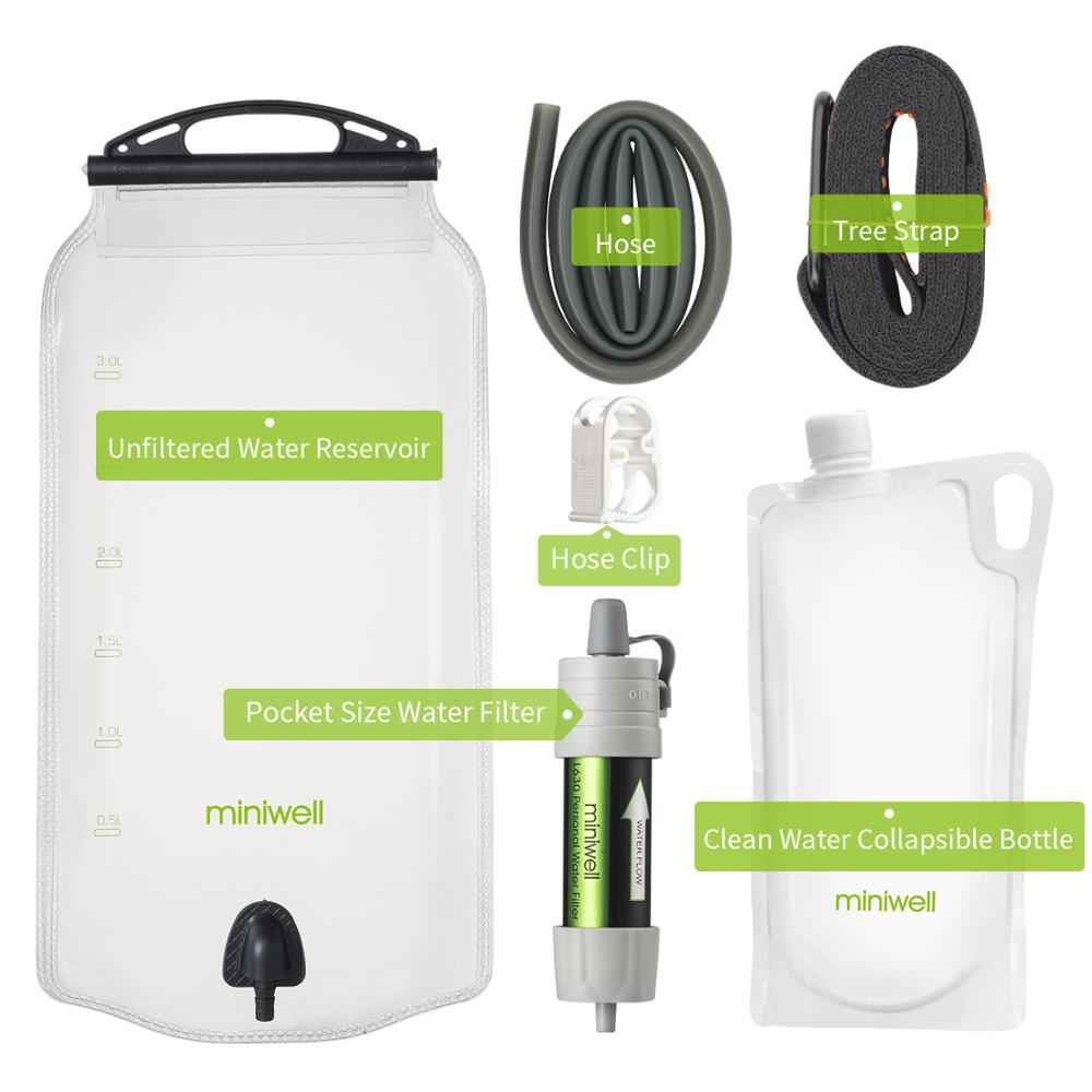 Miniwell outdoor water filter Gravity Water Filter System for hiking,camping,survival and travel
