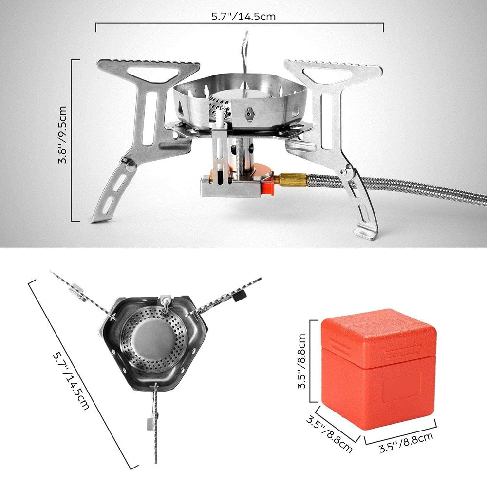 Onliving Camping Gas Stove Windproof Outdoor Gas Burner Portable Folding Split Tourist Equipment For Cooking Hiking 3500W