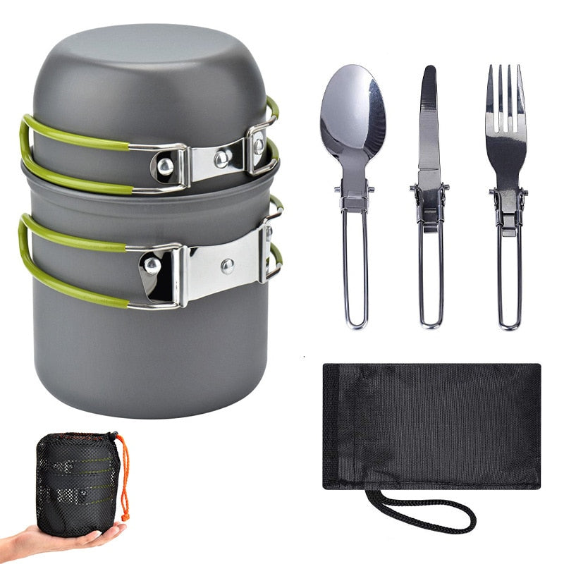 Ultra-light Camping Cookware Utensils Set Outdoor Backpacking Hiking Picnic Cooking Travel Tableware Pot Pan Spoon Fork Knife