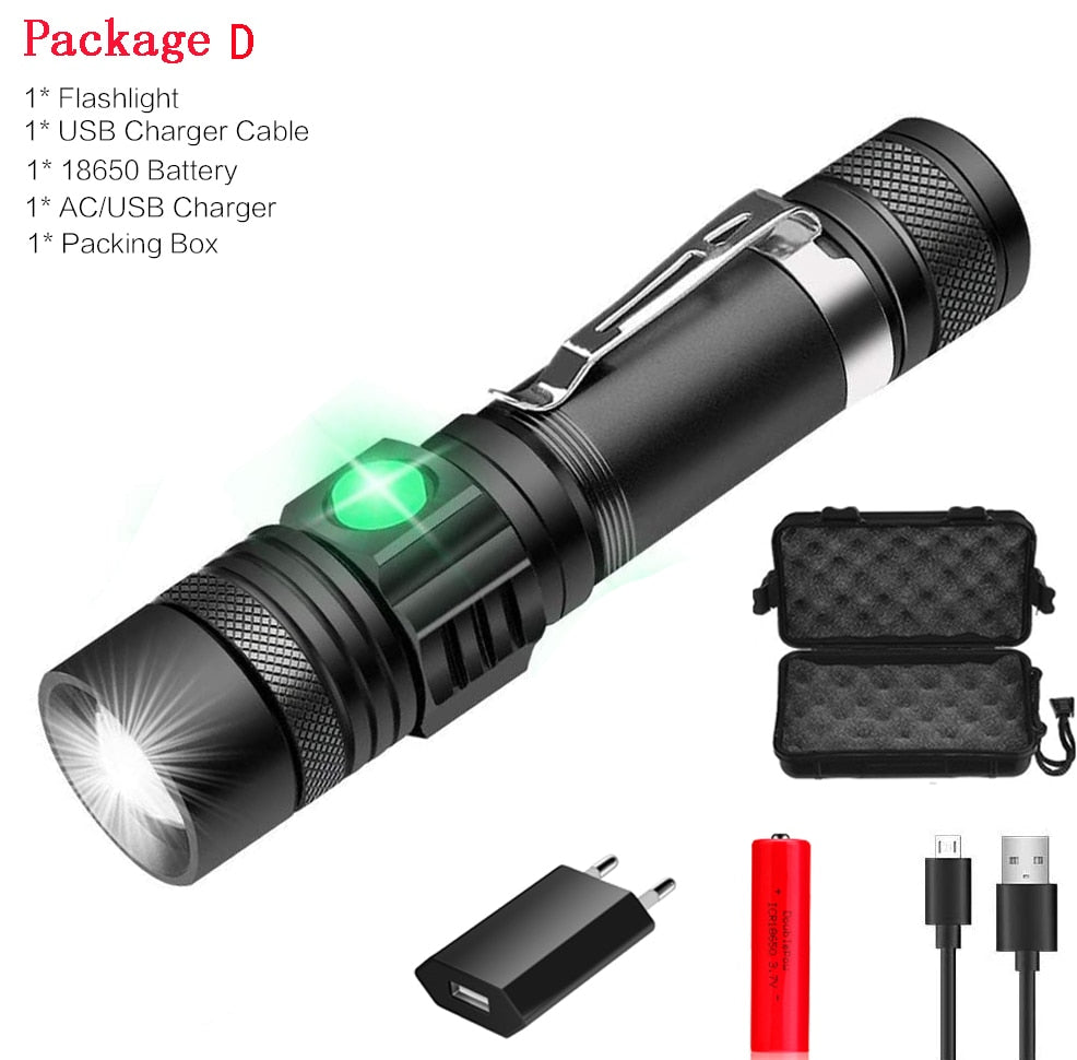 Pocketman LED USB Rechargeable Flashlight
