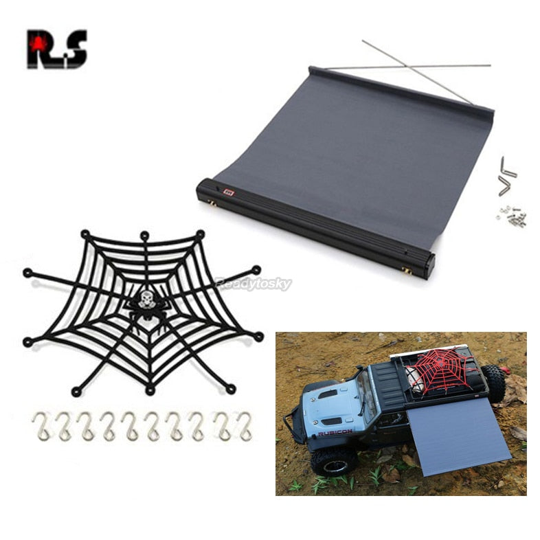 RC Remote Control Roof Top Tent Shade Awning Rain Canopy Sunshade Camping Tent / Luggage Net For AXIAL SCX10 TRX TRX4 D90