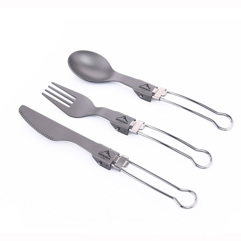 Widesea Titanium Spoon Fork Knife Set Ultralight Camping Utensils