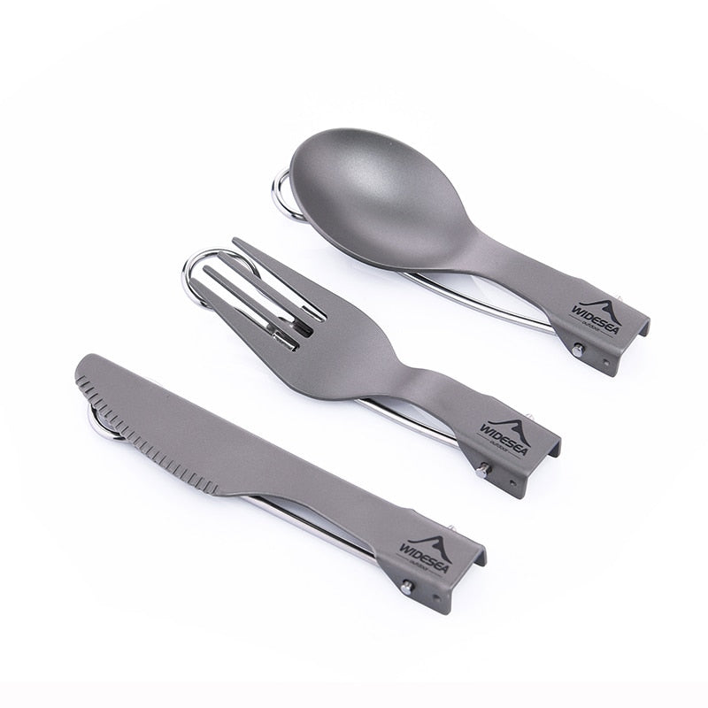 Widesea Titanium Spoon Fork Knife Set Ultralight Camping Utensils