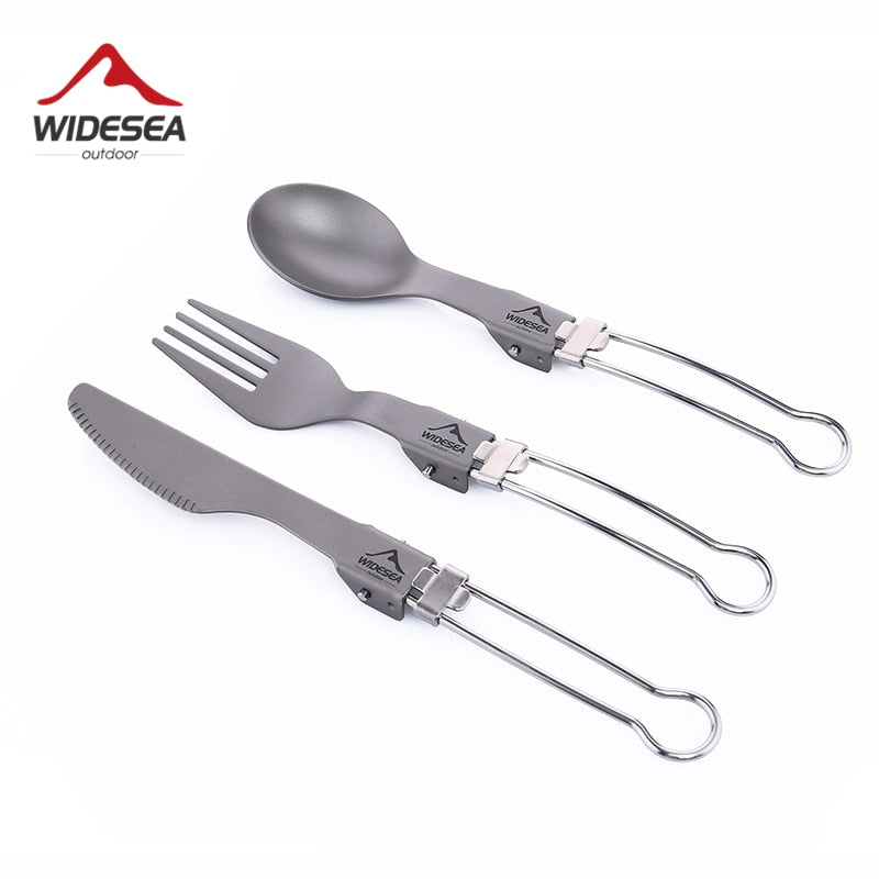 Widesea Titanium Spoon Fork Knife Set Ultralight Camping Utensils