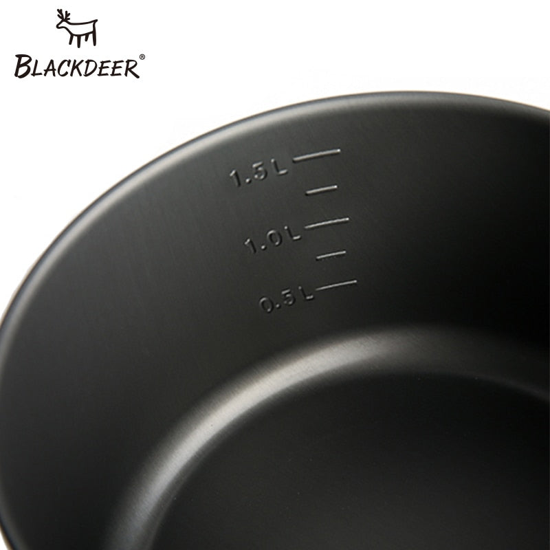 BLACKDEER Outdoor Camping Tableware Set Backpacking Picnic 2 Pot 1 Frypan 1 Kettle Alumina Durable Cookware  Folding Cooking Set