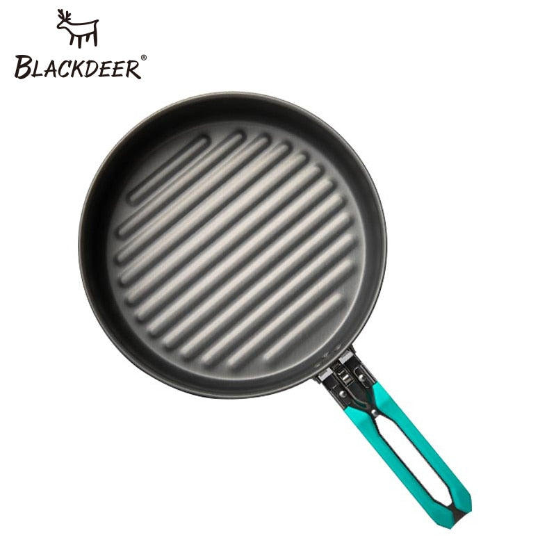 BLACKDEER Outdoor Camping Tableware Set Backpacking Picnic 2 Pot 1 Frypan 1 Kettle Alumina Durable Cookware  Folding Cooking Set