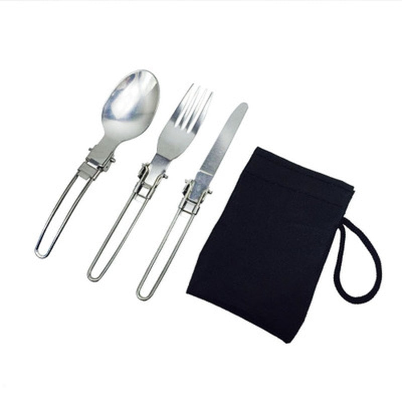 Long fork stainless steel fold knife utensil spoon  set combo Picnic camp cutlery