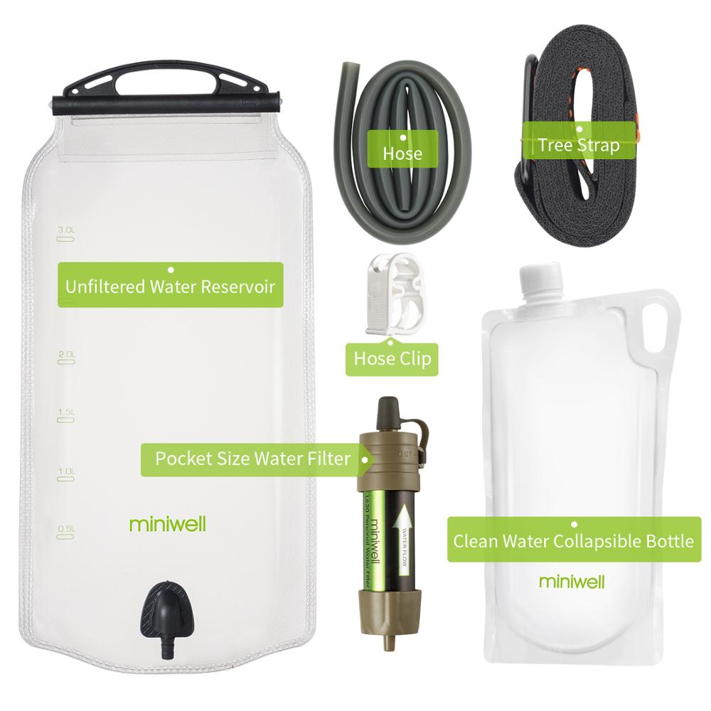 Miniwell outdoor water filter Gravity Water Filter System for hiking,camping,survival and travel