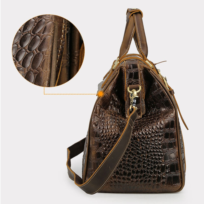 Vintage Genuine Crocodile Leather Travel Bag