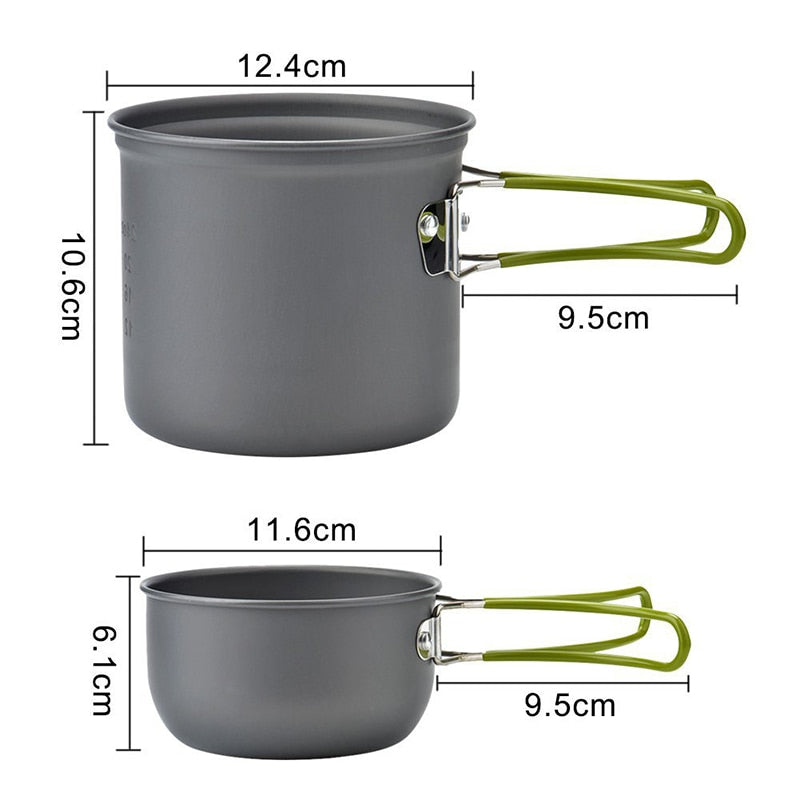 Ultra-light Camping Cookware Utensils Set Outdoor Backpacking Hiking Picnic Cooking Travel Tableware Pot Pan Spoon Fork Knife