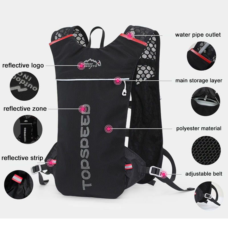 Ultra Lightweight Trail Running Backpack Outdoor Sport Cycling Hydration Vest Pack Rucksack Bag 1.5L Water Bag Bladder